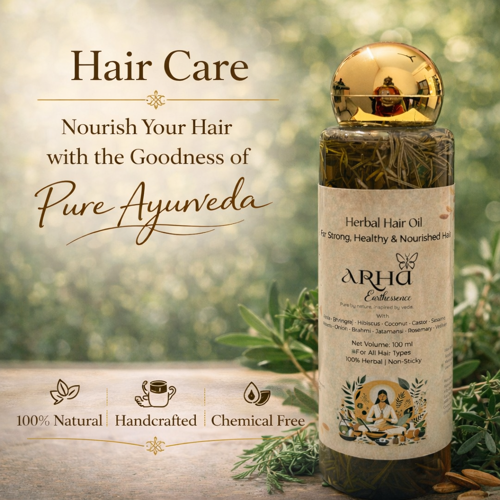 Herbal hair oil by ARHA Earthessence for strong healthy hair growth