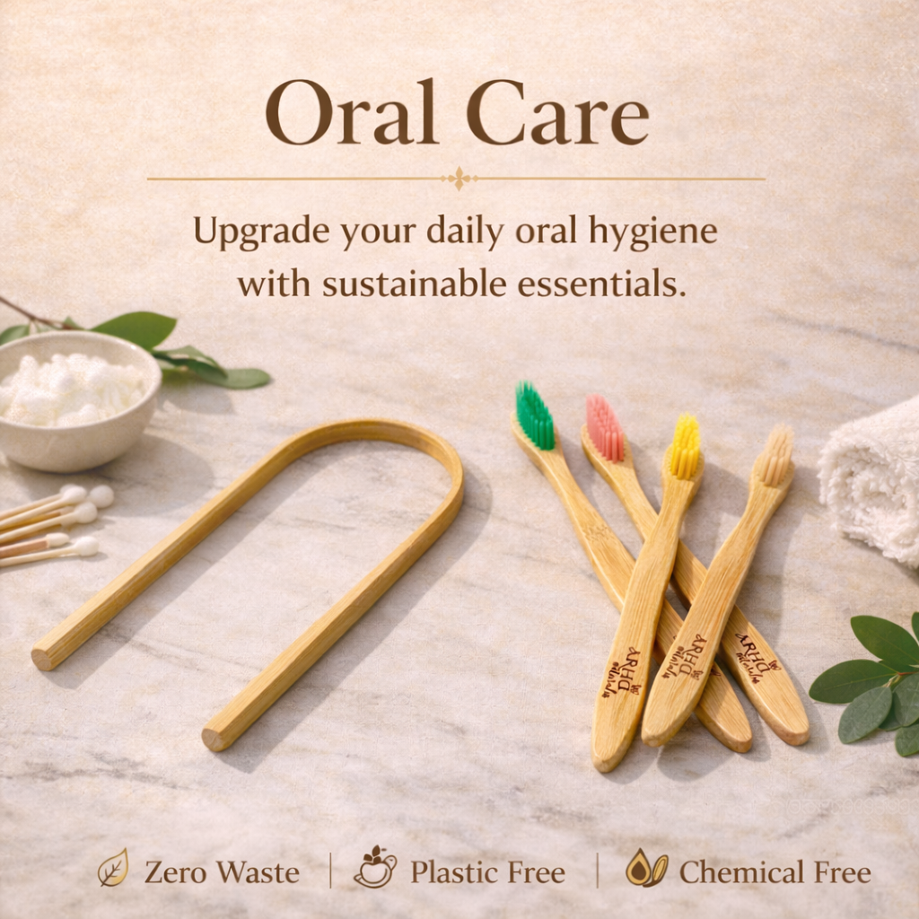 Eco friendly bamboo toothbrush by ARHA Earthessence for sustainable oral care